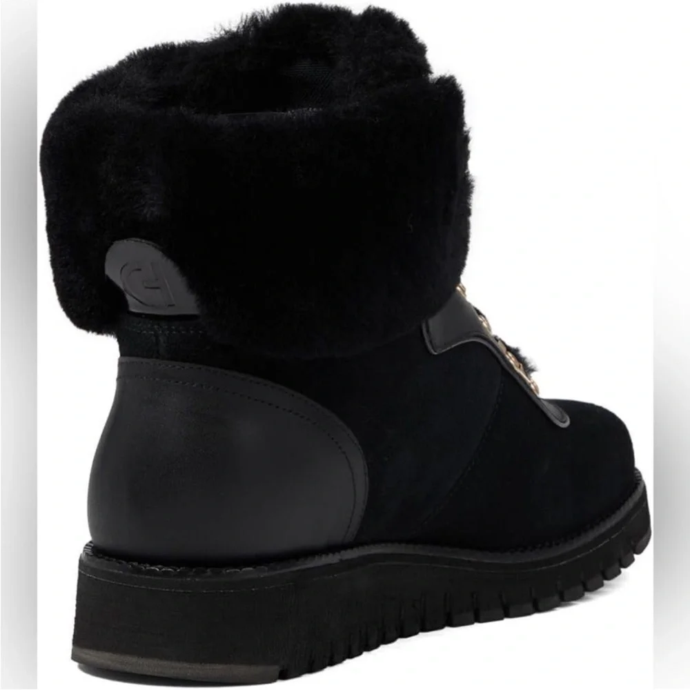 Cole Haan ZEROGRAND Explore Upstate Waterproof Shearling Hiking Boots Black 9